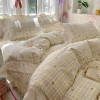 New wrinkled gauze lace duvet cover and bed cover four-piece set, princess style all-season washed cotton checkered double duvet cover Specification image